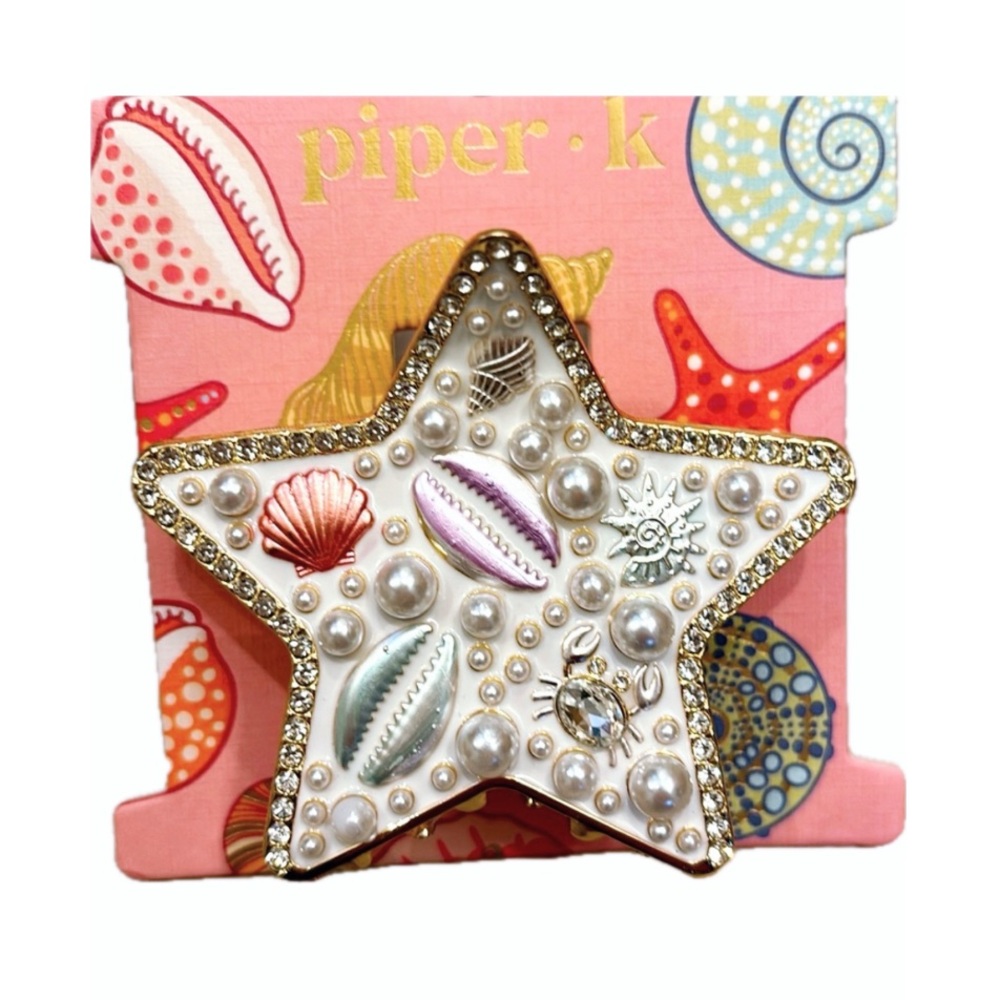 NWT ⚜️🤍⚜️ Piper K Gorgeous Starfish Hair Clip with Seashells and Pearls